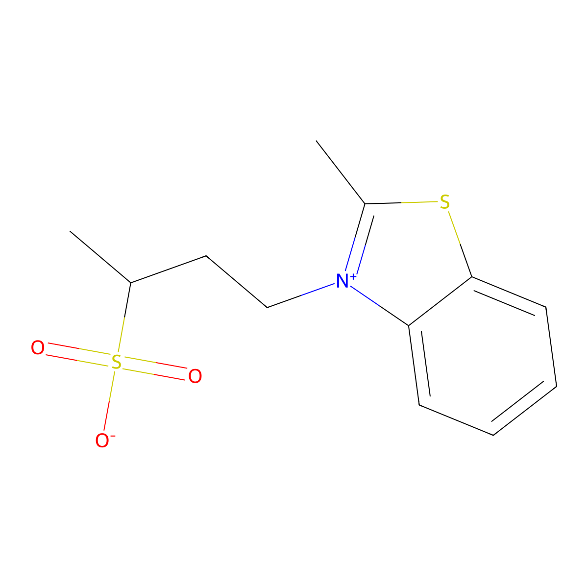 benzothiazolium, 2-methyl-3-(3-sulfobutyl)-, inner salt molecular structure, CAS 63149-03-1