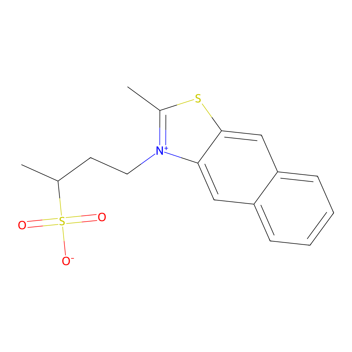 naphtho(2,3-d)thiazolium, 2-methyl-3-(3-sulfobutyl)-, inner salt molecular structure, CAS 63149-04-2