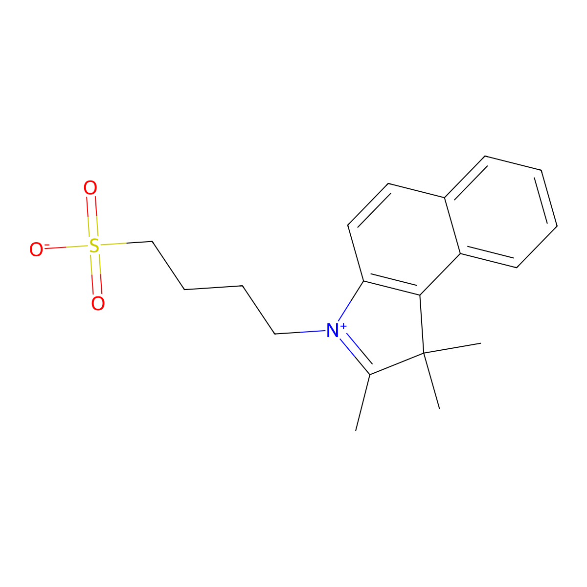 4-(1,1,2-Trimethyl-1H-benzo(E)indolium-3-yl)butane-1-sulfonate molecular structure, CAS 63149-24-6
