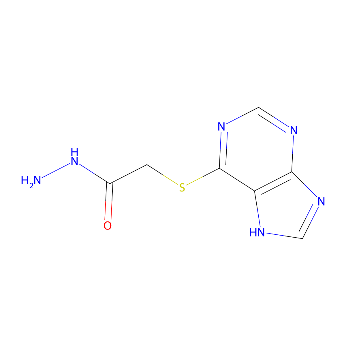 Acetic acid, (9H-purin-6-ylthio)-, hydrazide molecular structure, CAS 6315-15-7