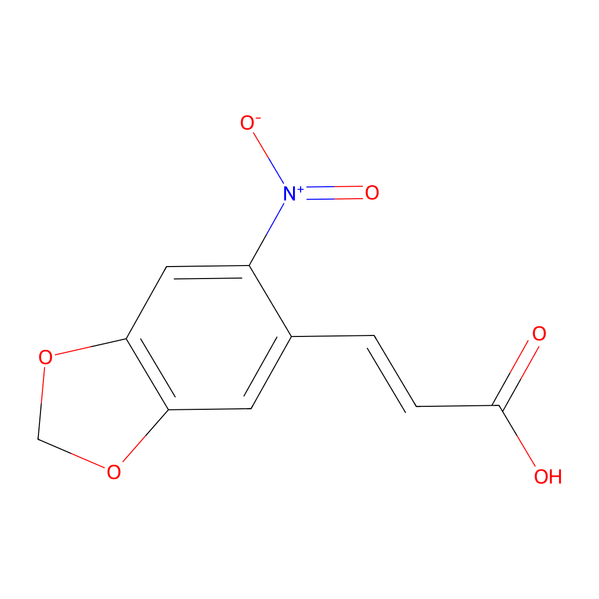 (2E)-3-(6-Nitro-1,3-benzodioxol-5-yl)-2-propenoic acid molecular structure, CAS 6315-90-8