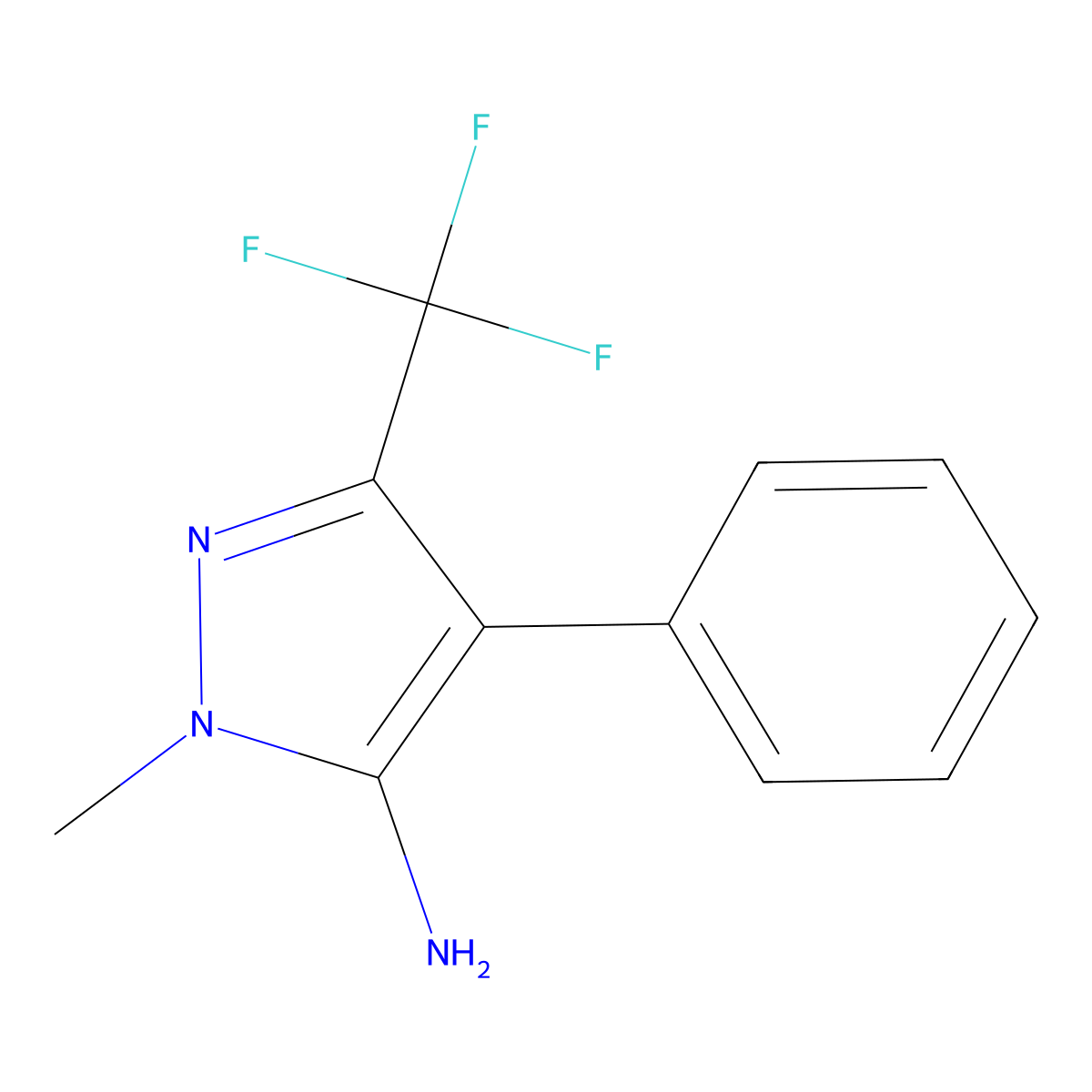 1-Methyl-4-phenyl-3-(trifluoromethyl)-1H-pyrazol-5-amine molecular structure, CAS 63156-74-1