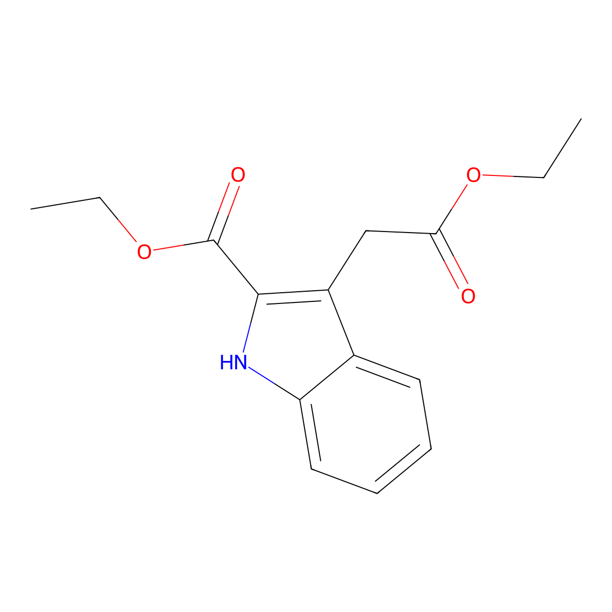 ethyl 3-(2-ethoxy-2-oxoethyl)-1H-indole-2-carboxylate molecular structure, CAS 63158-60-1