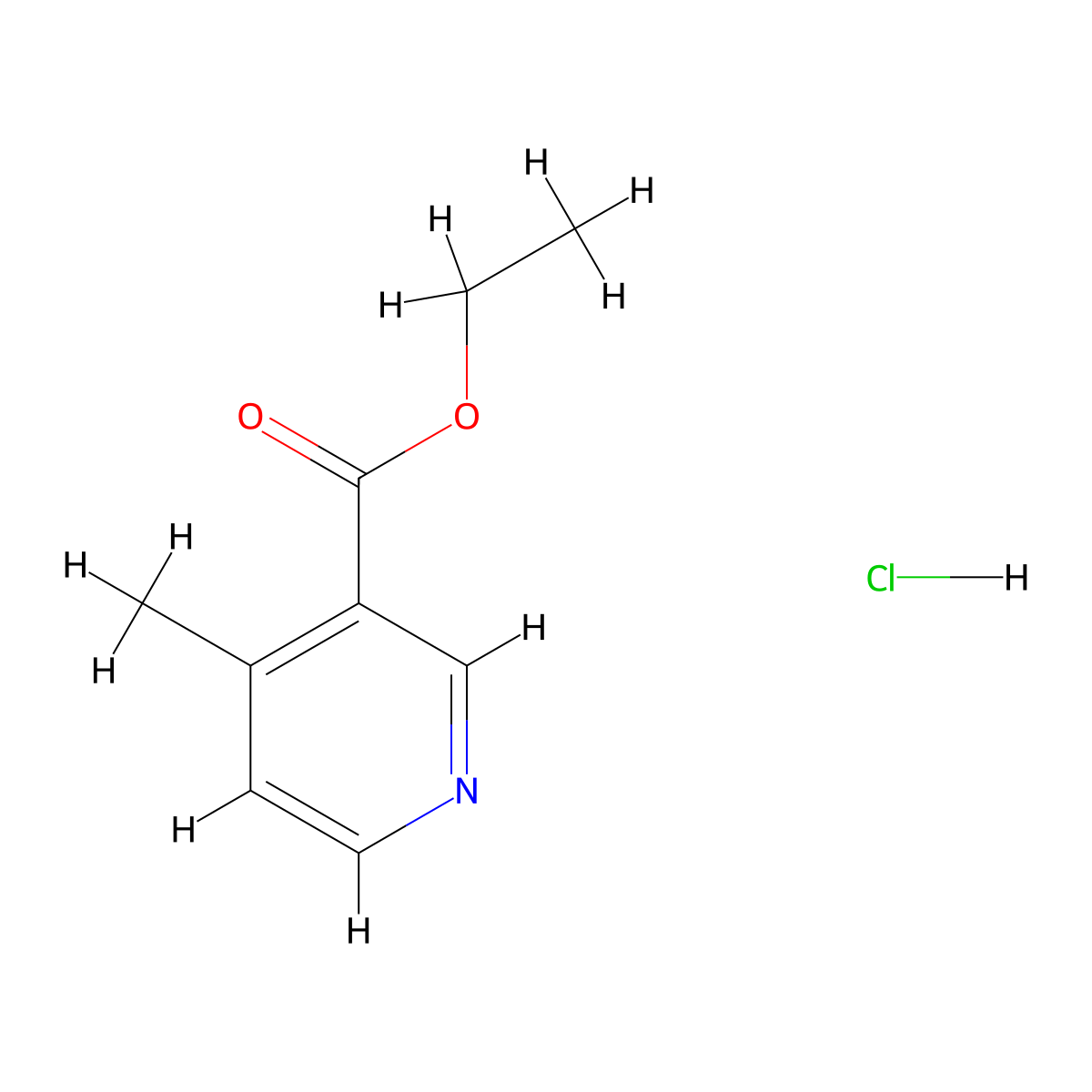 Ethyl 4-methylnicotinate hydrochloride molecular structure, CAS 6316-72-9