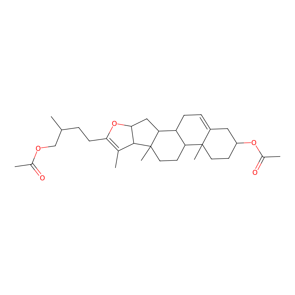 [4-(16-Acetyloxy-7,9,13-trimethyl-5-oxapentacyclo[10.8.0.02,9.04,8.013,18]icosa-6,18-dien-6-yl)-2-methylbutyl] acetate molecular structure, CAS 63162-72-1