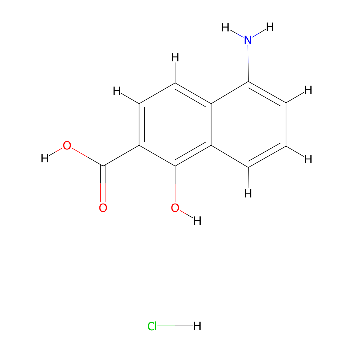5-Amino-1-hydroxy-2-naphthoic acid hydrochloride molecular structure, CAS 63163-95-1