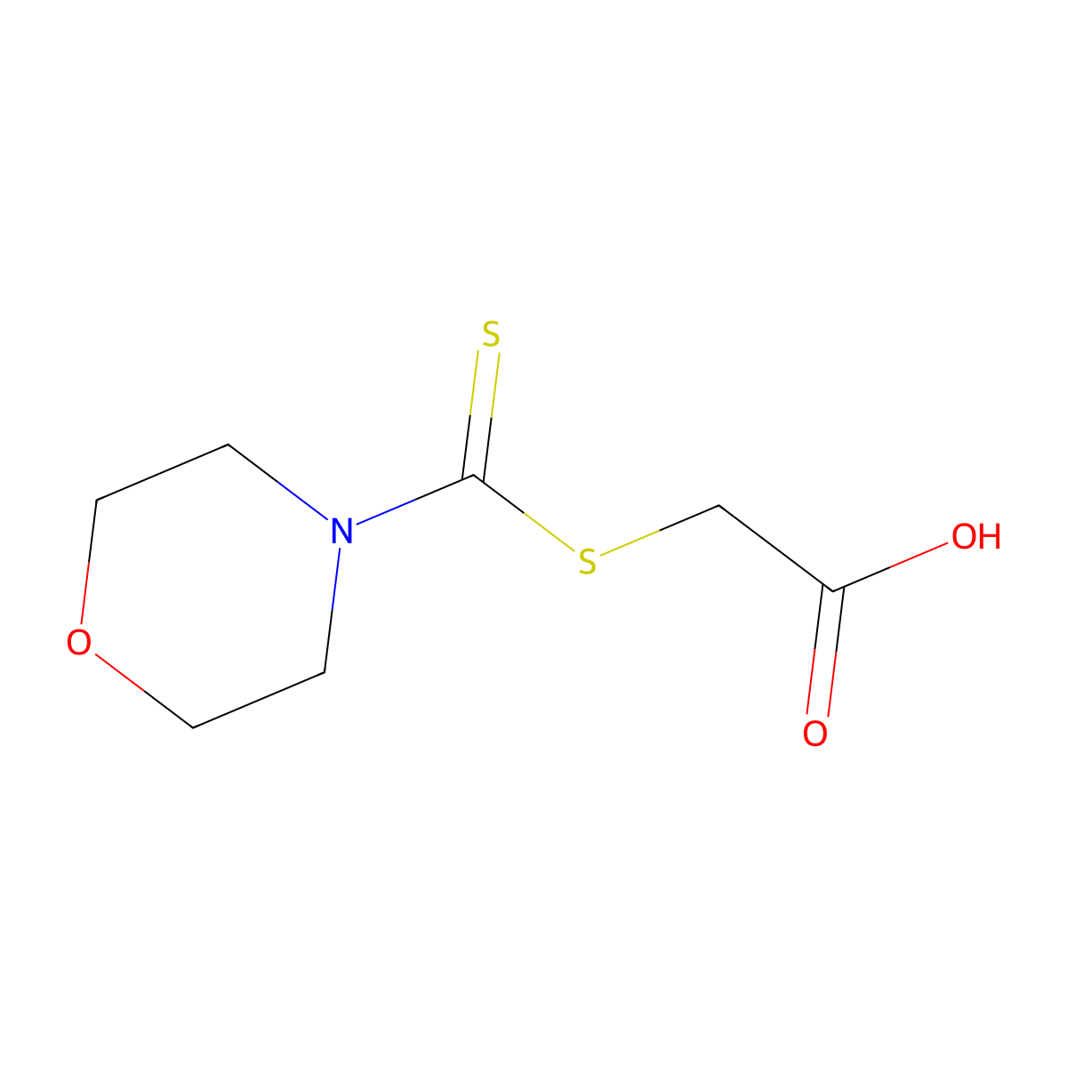 2-(Morpholine-4-carbothioylsulfanyl)acetic acid molecular structure, CAS 6317-17-5