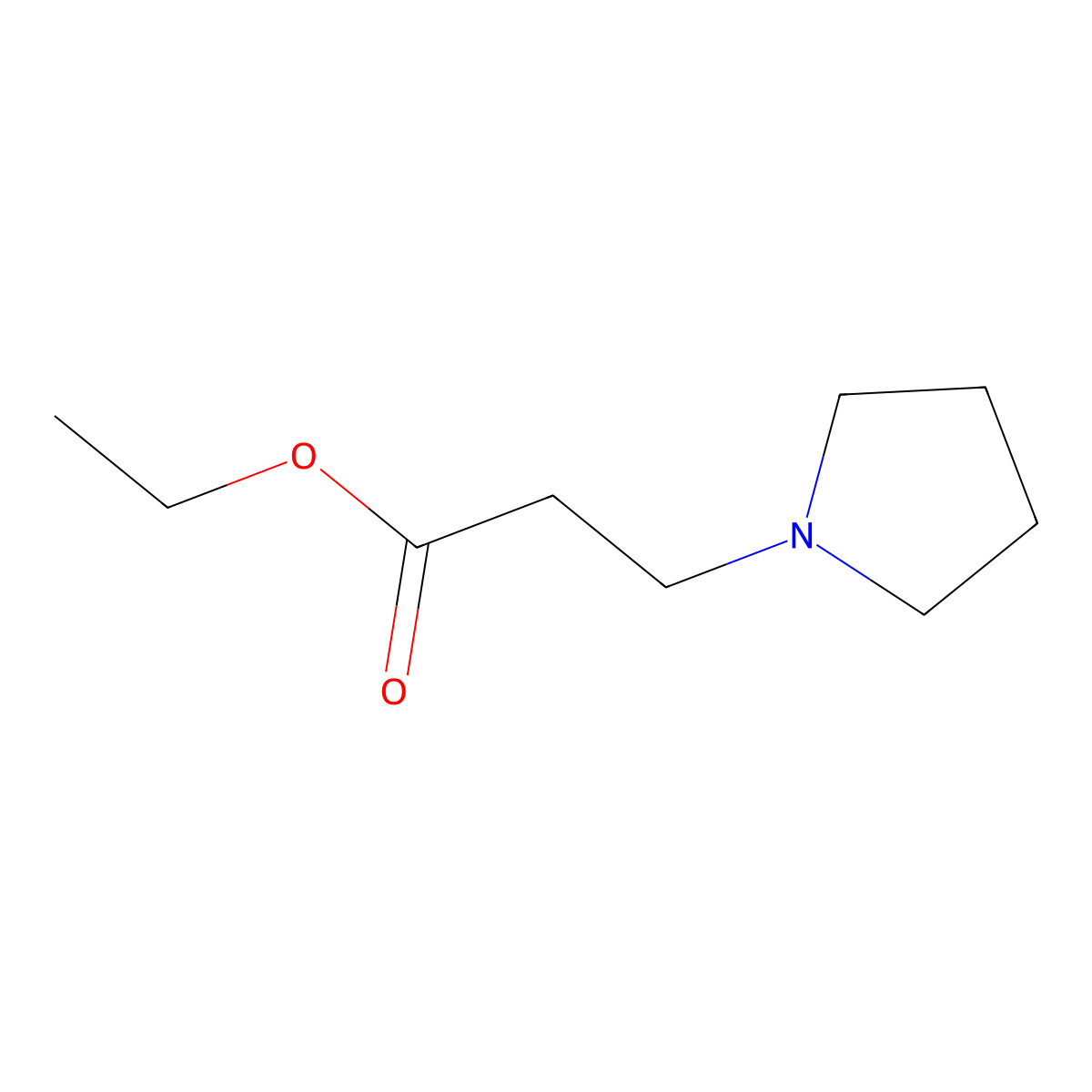 Ethyl 1-pyrrolidinepropanoate molecular structure, CAS 6317-35-7