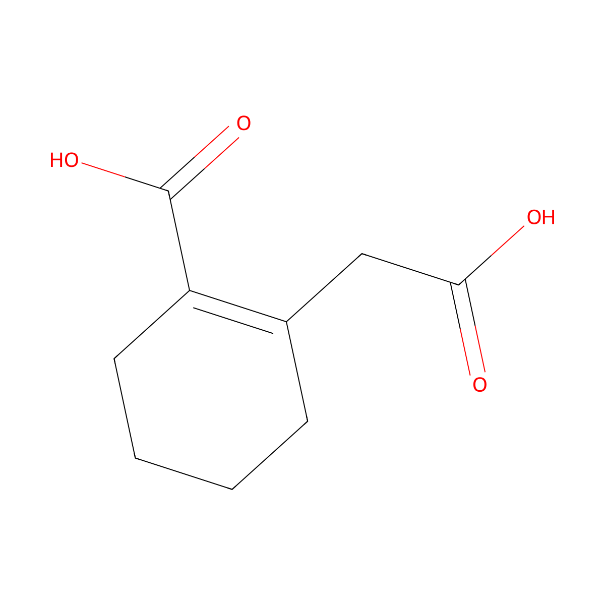 2-(Carboxymethyl)-1-cyclohexene-1-carboxylic acid molecular structure, CAS 63177-18-4