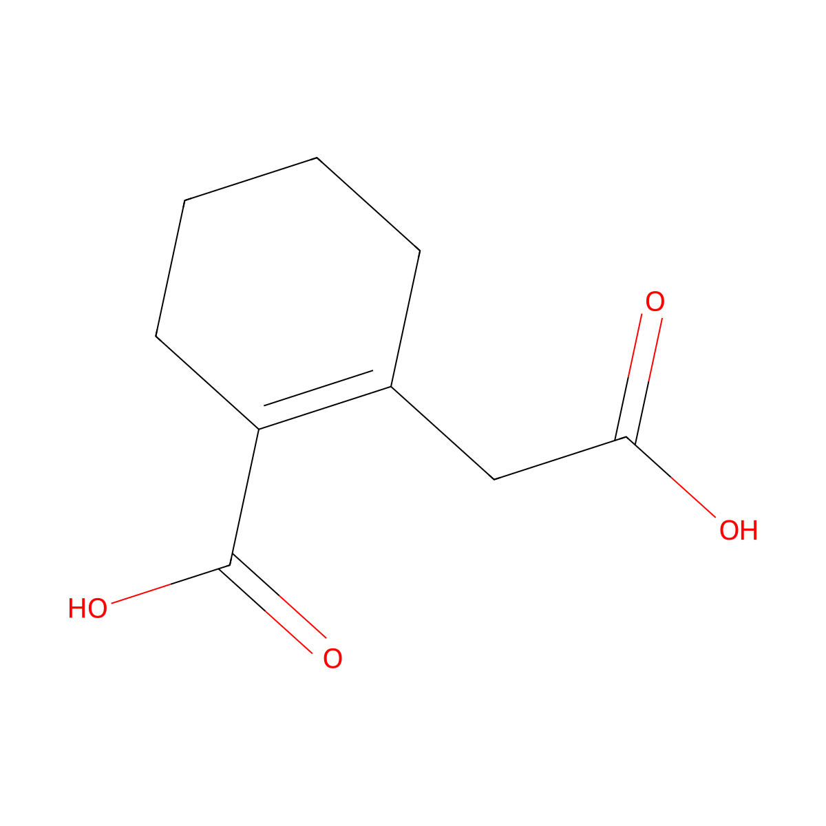 2-(Carboxymethyl)-1-cyclohexene-1-carboxylic acid molecular structure, CAS 63177-18-4