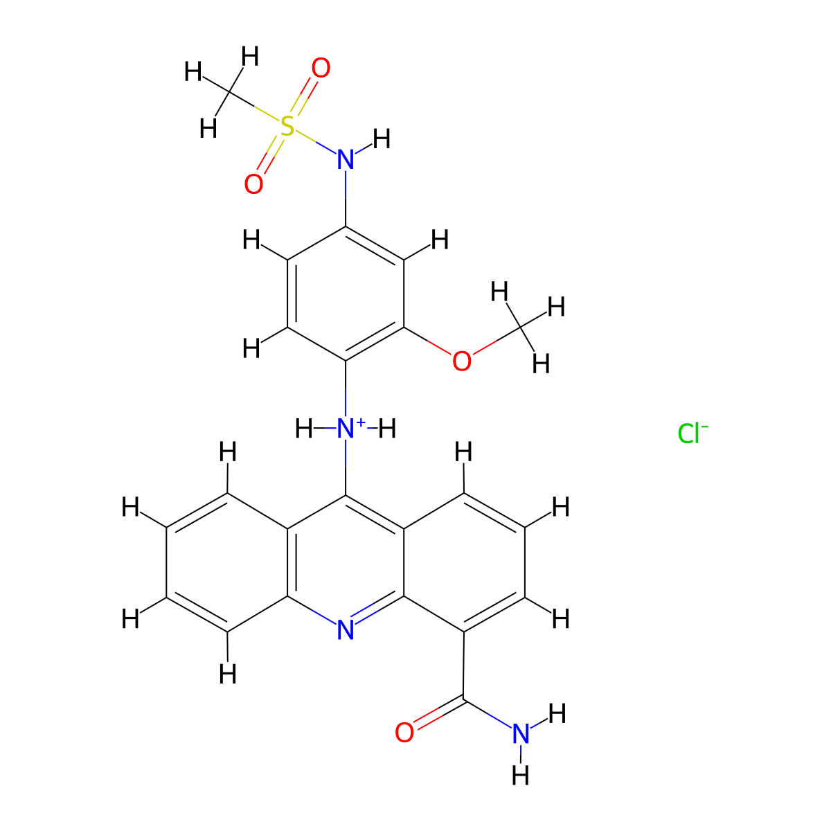 4-Acridinecarboxamide, 9-(2-methoxy-4-(methylsulfonamido)anilino)-, hydrochloride molecular structure, CAS 63178-48-3