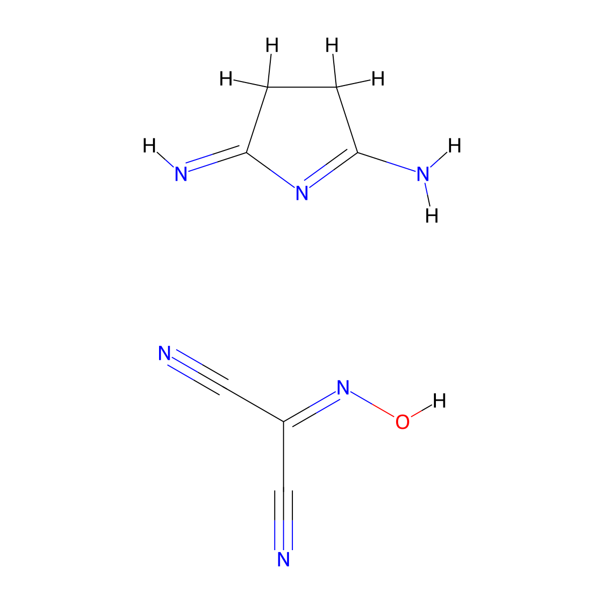 (Hydroxyimino)propanedinitrile-(2e)-2-imino-3,4-dihydro-2h-pyrrol-5-amine(1:1) molecular structure, CAS 6318-05-4