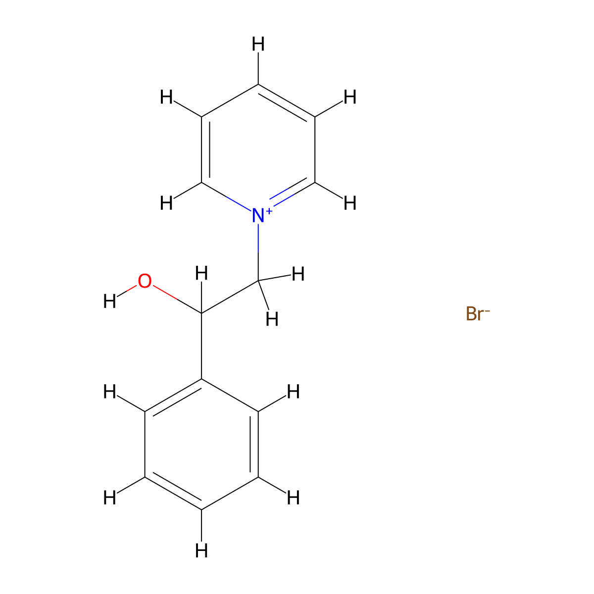 1-(2-Hydroxy-2-phenylethyl)pyridin-1-ium bromide molecular structure, CAS 6318-99-6