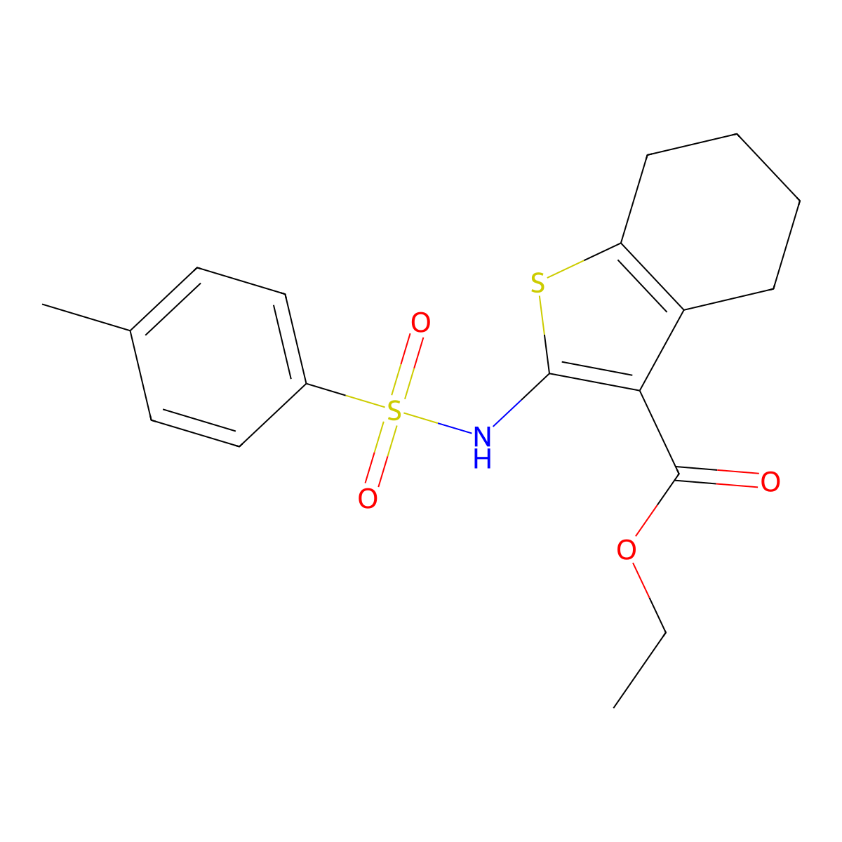 Ethyl 2-{[(4-methylphenyl)sulfonyl]amino}-4,5,6,7-tetrahydrobenzo[b]thiophene-3-carboxylate molecular structure, CAS 63183-11-9