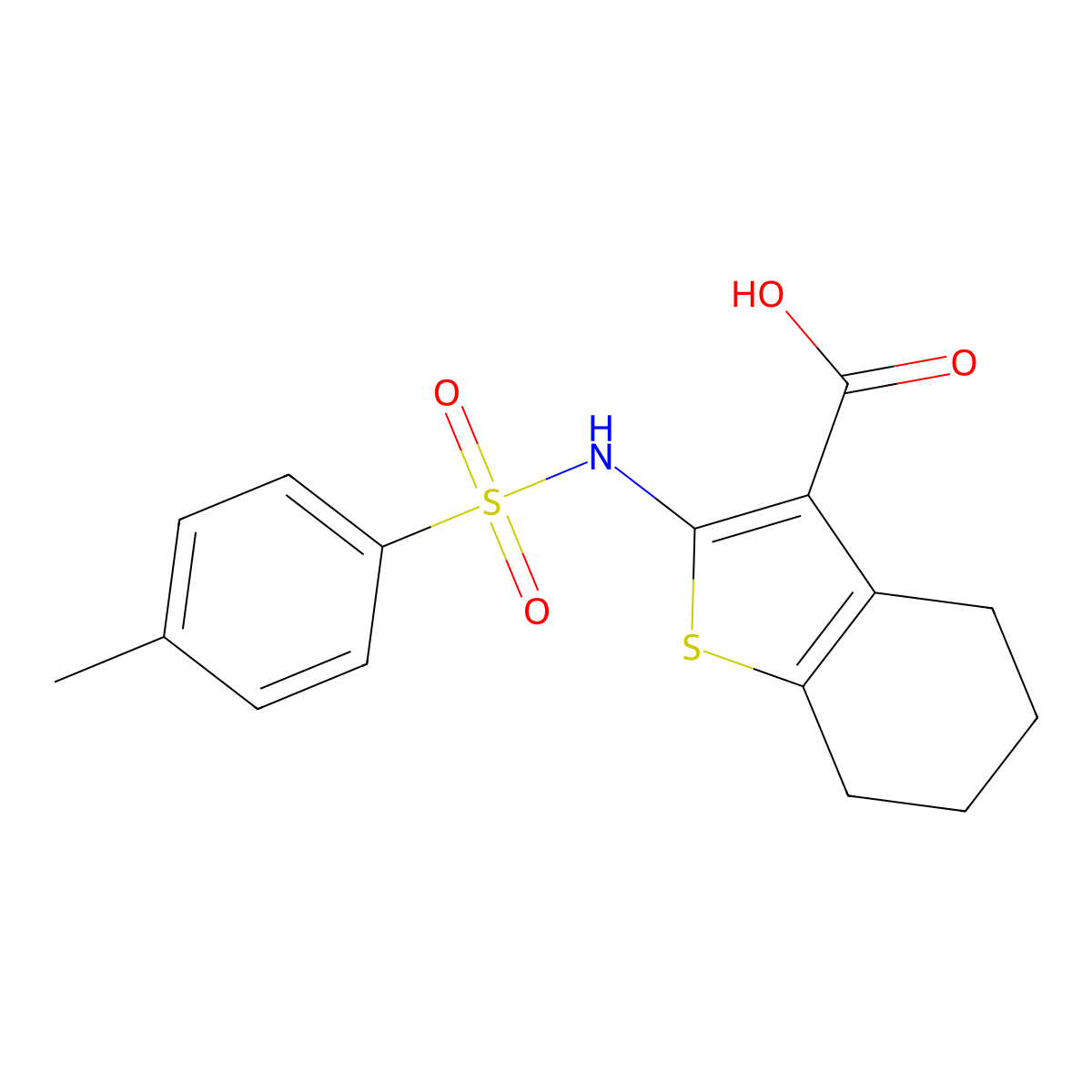 2-{[(4-Methylphenyl)sulfonyl]amino}-4,5,6,7-tetrahydro-1-benzothiophene-3-carboxylic acid molecular structure, CAS 63183-30-2