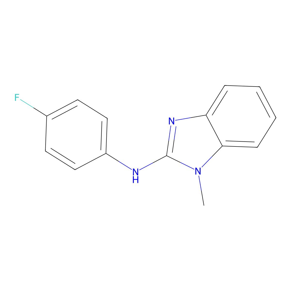 N-(4-fluorophenyl)-1-methylbenzimidazol-2-amine molecular structure, CAS 631843-30-6