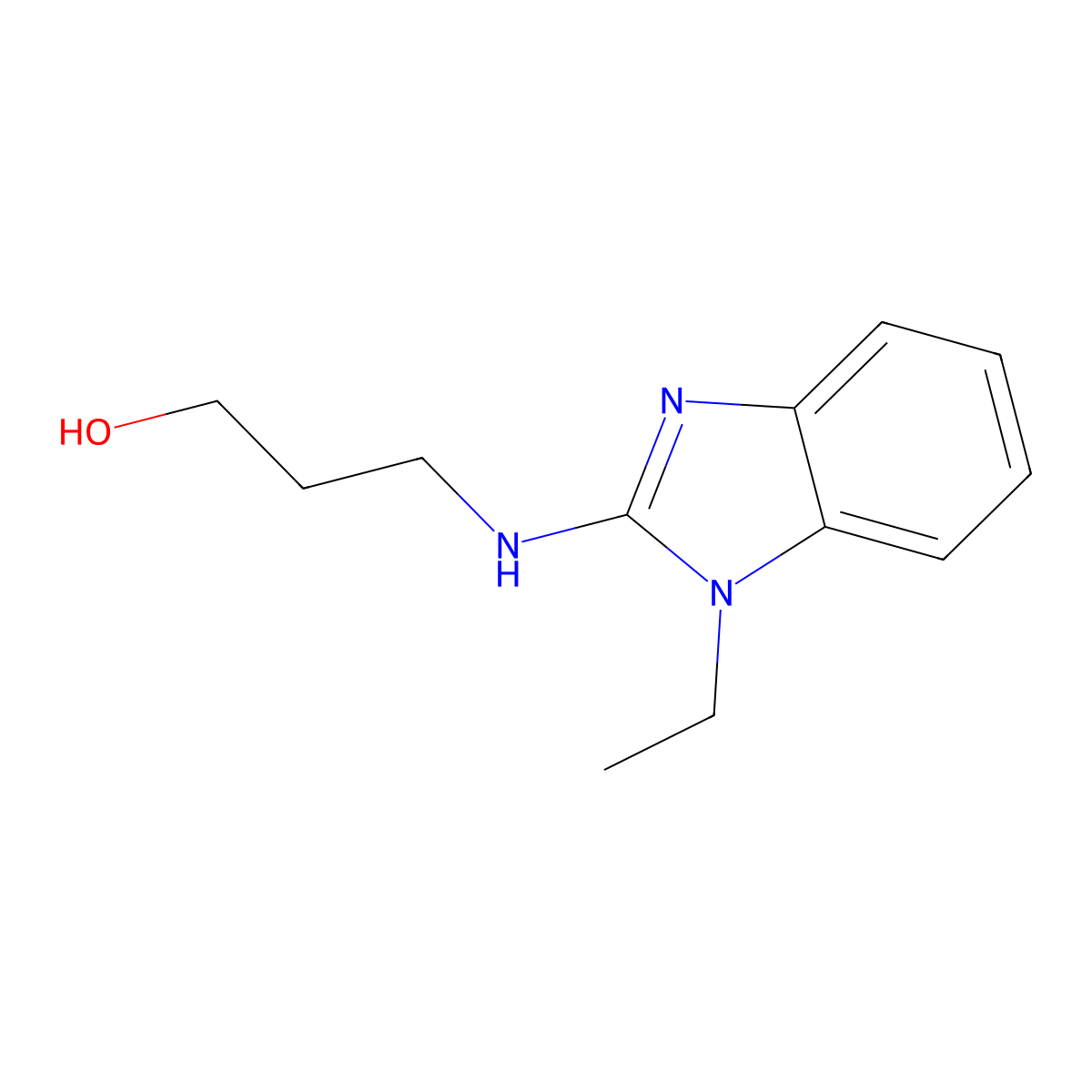 3-[(1-Ethylbenzimidazol-2-yl)amino]propan-1-ol molecular structure, CAS 631843-69-1
