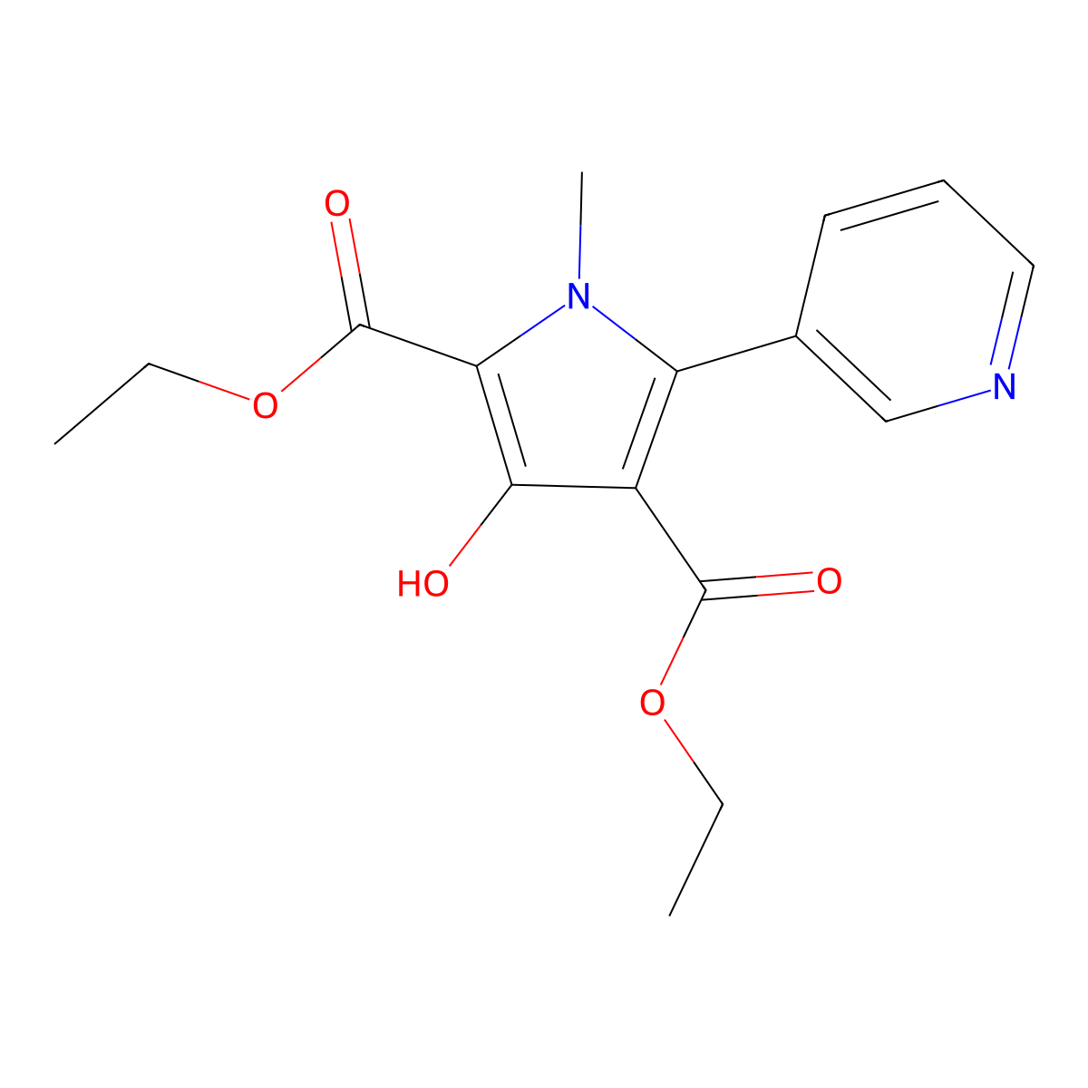 Diethyl 1-methyl-3-hydroxy-5-[3-pyridyl]pyrrole-2,4-dicarboxylate molecular structure, CAS 63185-06-8