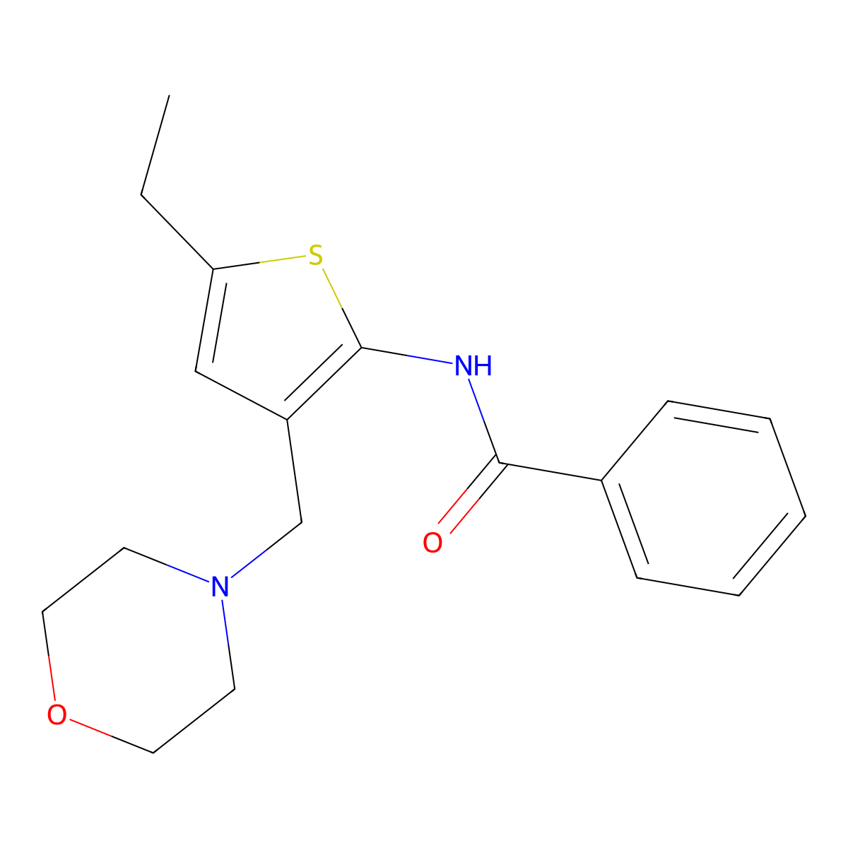 N-{5-ethyl-3-[(morpholin-4-yl)methyl]thiophen-2-yl}benzamide molecular structure, CAS 631856-50-3