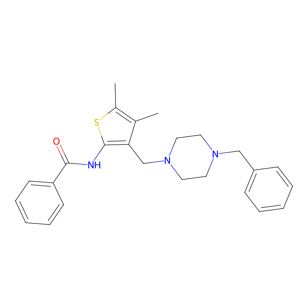 N-{3-[(4-benzylpiperazin-1-yl)methyl]-4,5-dimethylthiophen-2-yl}benzamide molecular structure, CAS 631856-76-3