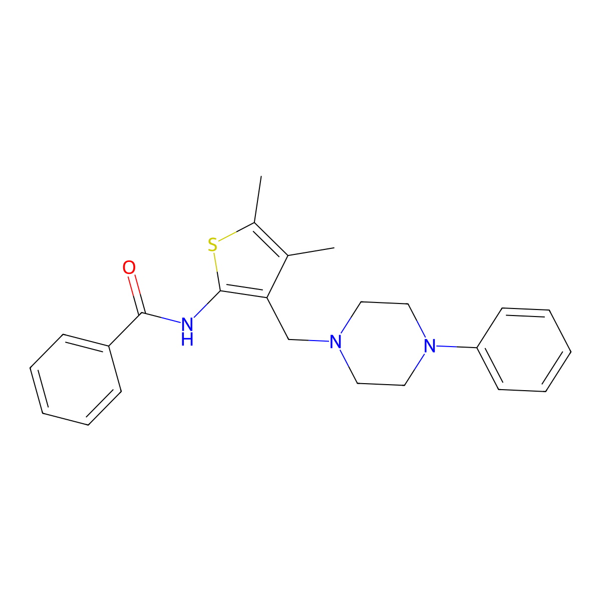 N-[4,5-dimethyl-3-[(4-phenylpiperazin-1-yl)methyl]thiophen-2-yl]benzamide molecular structure, CAS 631856-78-5