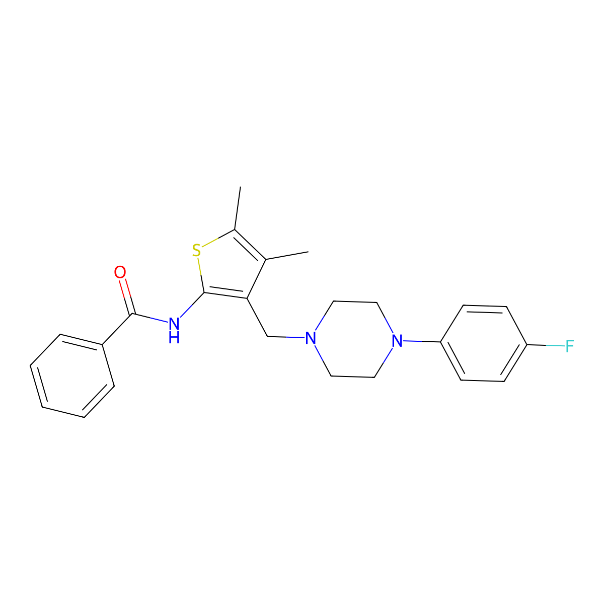 N-(3-{[4-(4-fluorophenyl)piperazin-1-yl]methyl}-4,5-dimethylthiophen-2-yl)benzamide molecular structure, CAS 631856-84-3
