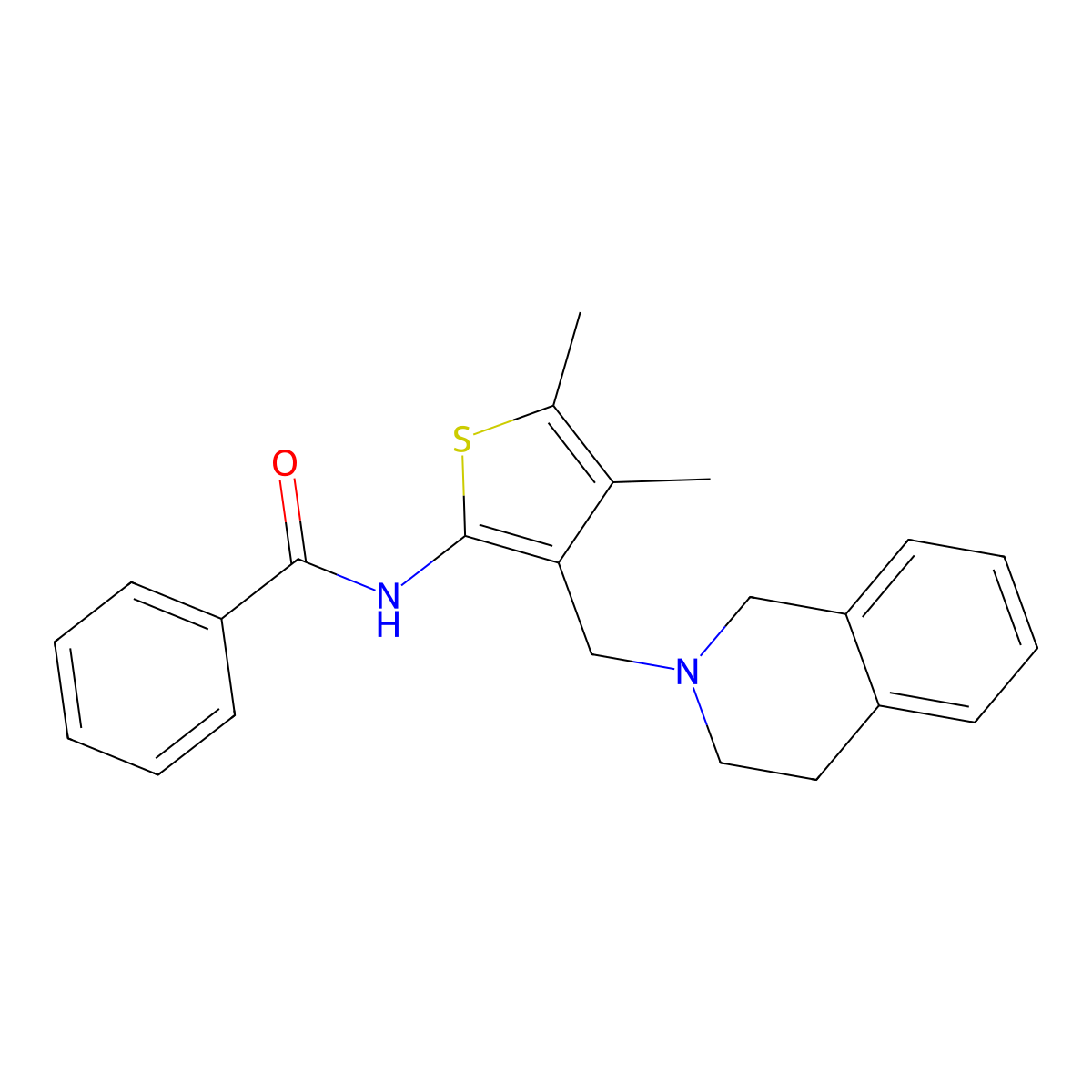 N-[3-(3,4-dihydroisoquinolin-2(1H)-ylmethyl)-4,5-dimethylthiophen-2-yl]benzamide molecular structure, CAS 631856-88-7