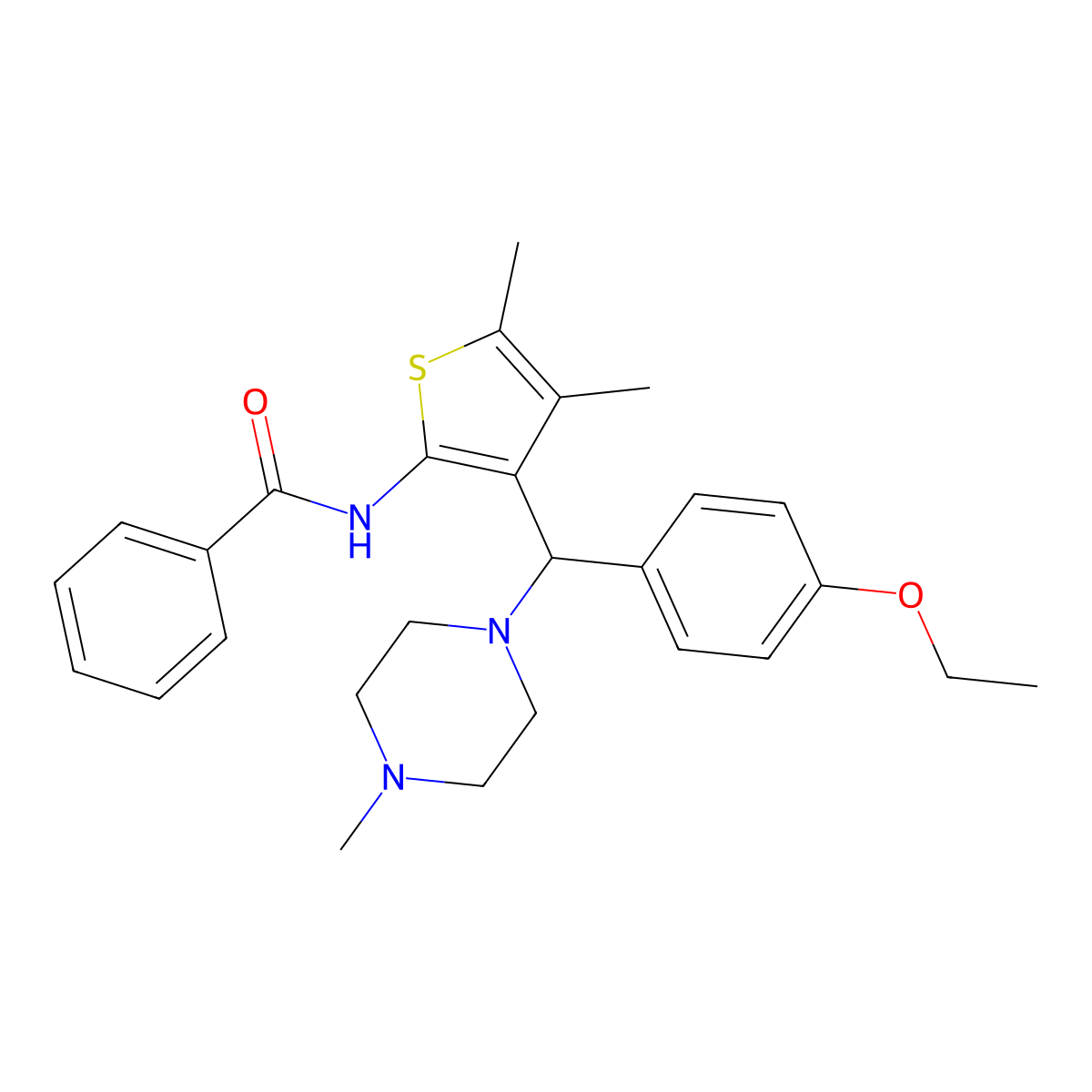 N-{3-[(4-ethoxyphenyl)(4-methylpiperazin-1-yl)methyl]-4,5-dimethylthiophen-2-yl}benzamide molecular structure, CAS 631858-69-0