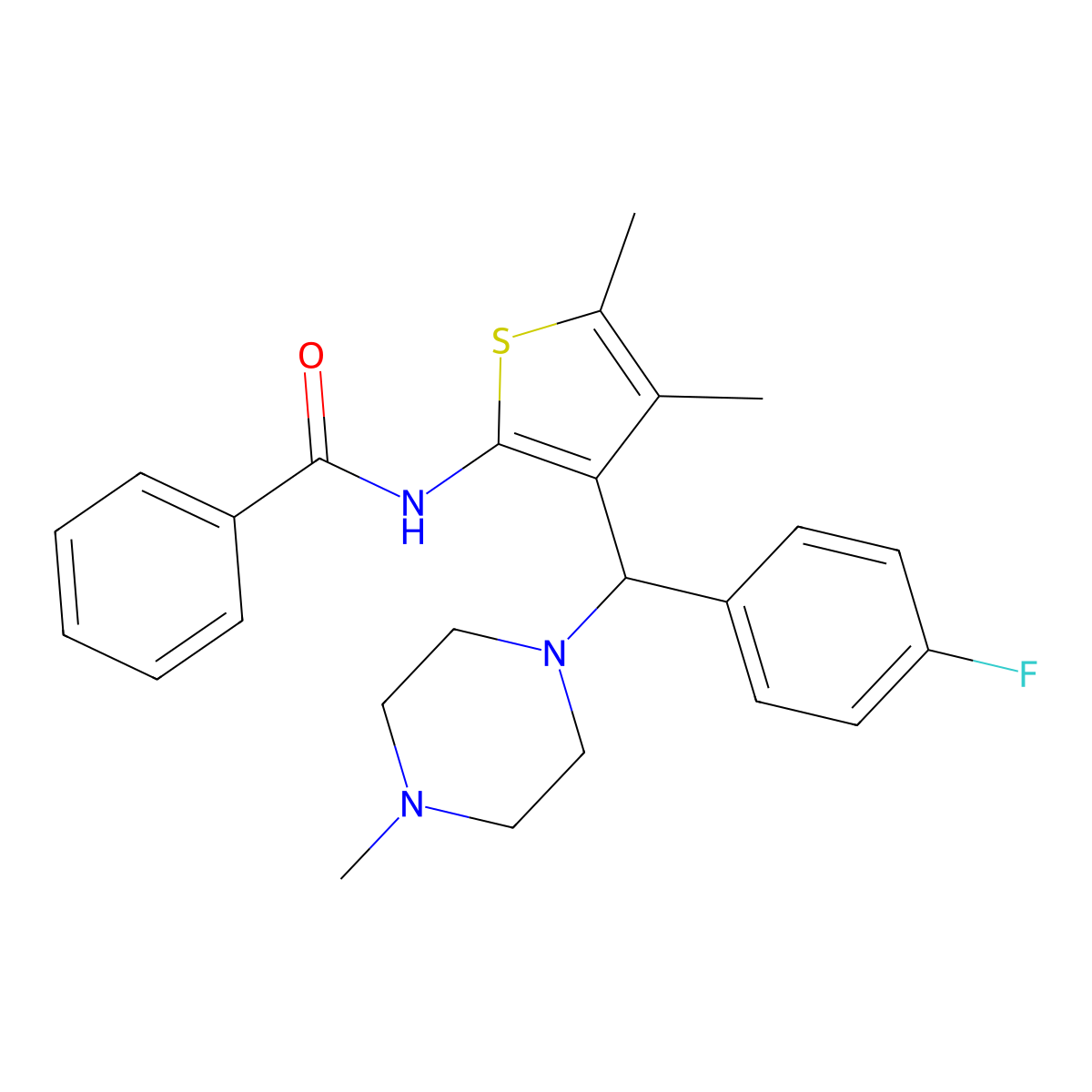 N-{3-[(4-fluorophenyl)(4-methylpiperazin-1-yl)methyl]-4,5-dimethylthiophen-2-yl}benzamide molecular structure, CAS 631859-05-7