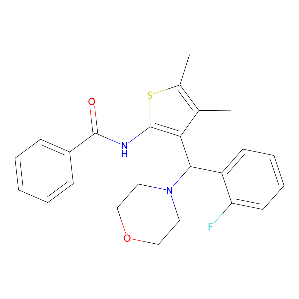 N-{3-[(2-fluorophenyl)(4-morpholinyl)methyl]-4,5-dimethyl-2-thienyl}benzamide molecular structure, CAS 631859-71-7
