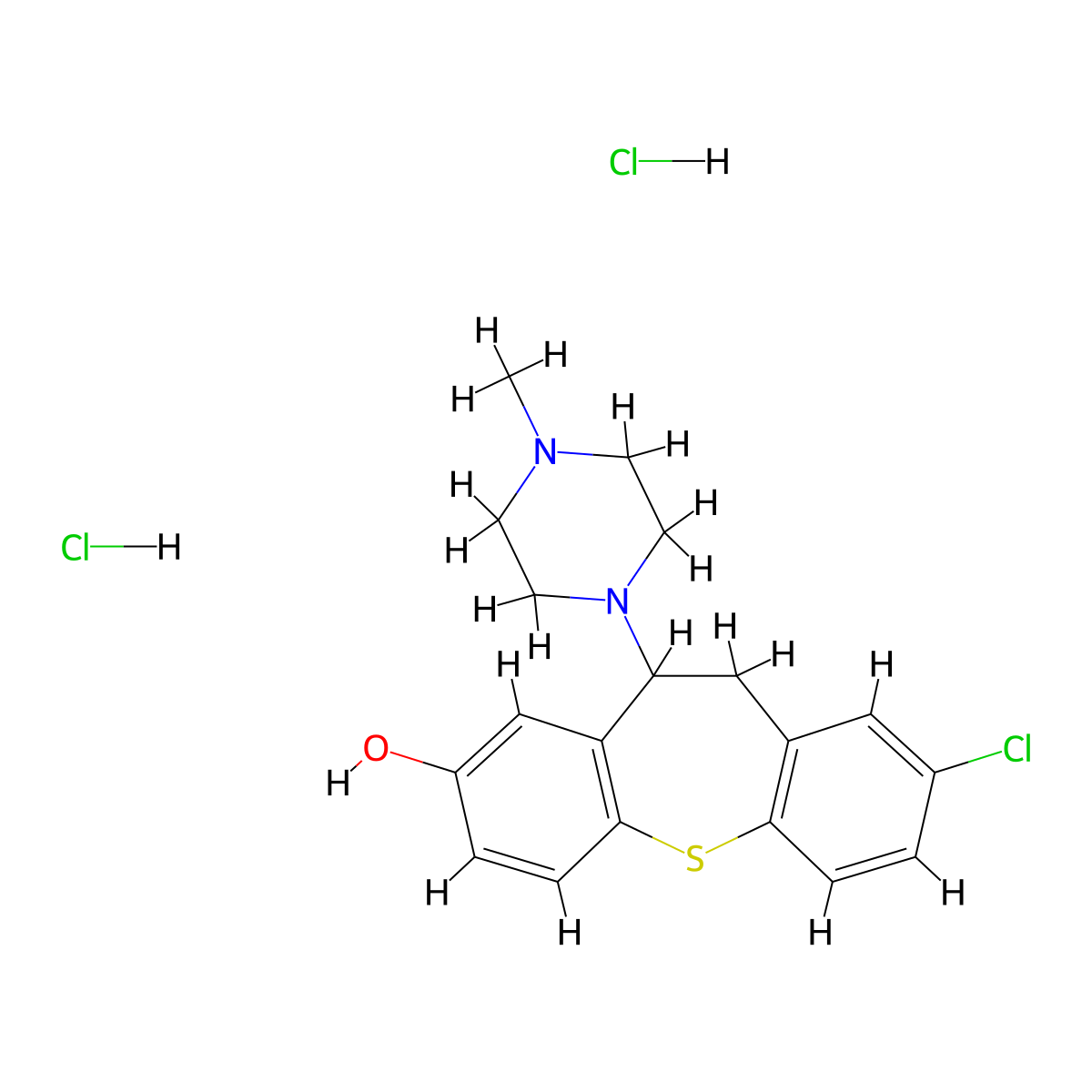 Dibenzo(b,f)thiepin-2-ol, 10,11-dihydro-8-chloro-11-(4-methyl-1-piperazinyl)-, dihydrochloride molecular structure, CAS 63186-51-6