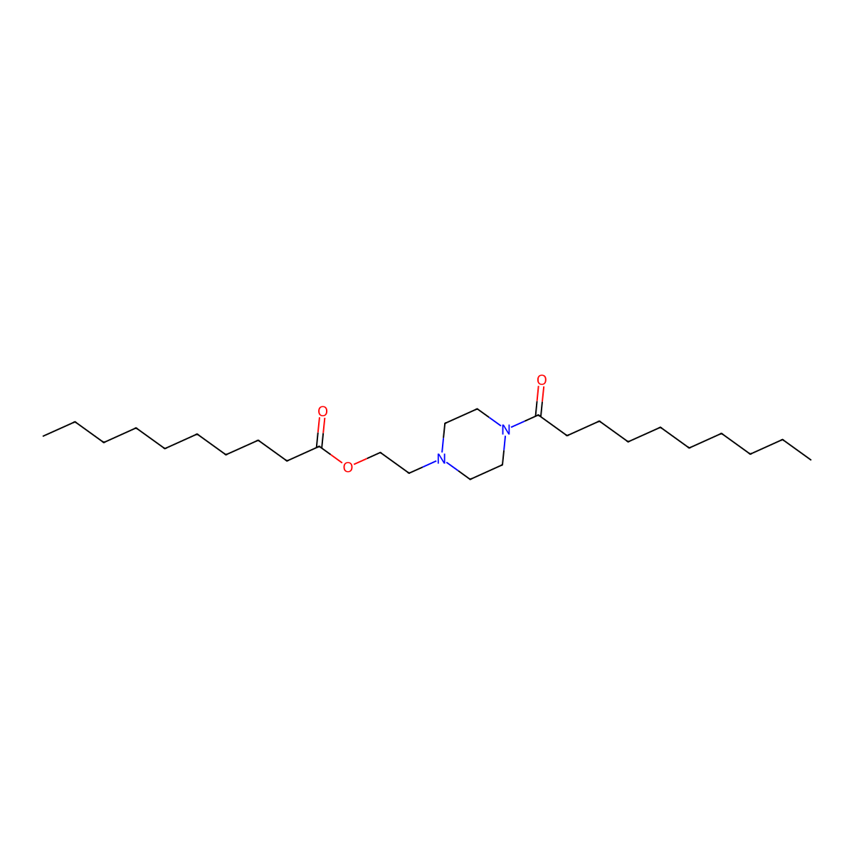 2-(4-Decanoylpiperazin-1-yl)ethyl decanoate molecular structure, CAS 63186-66-3