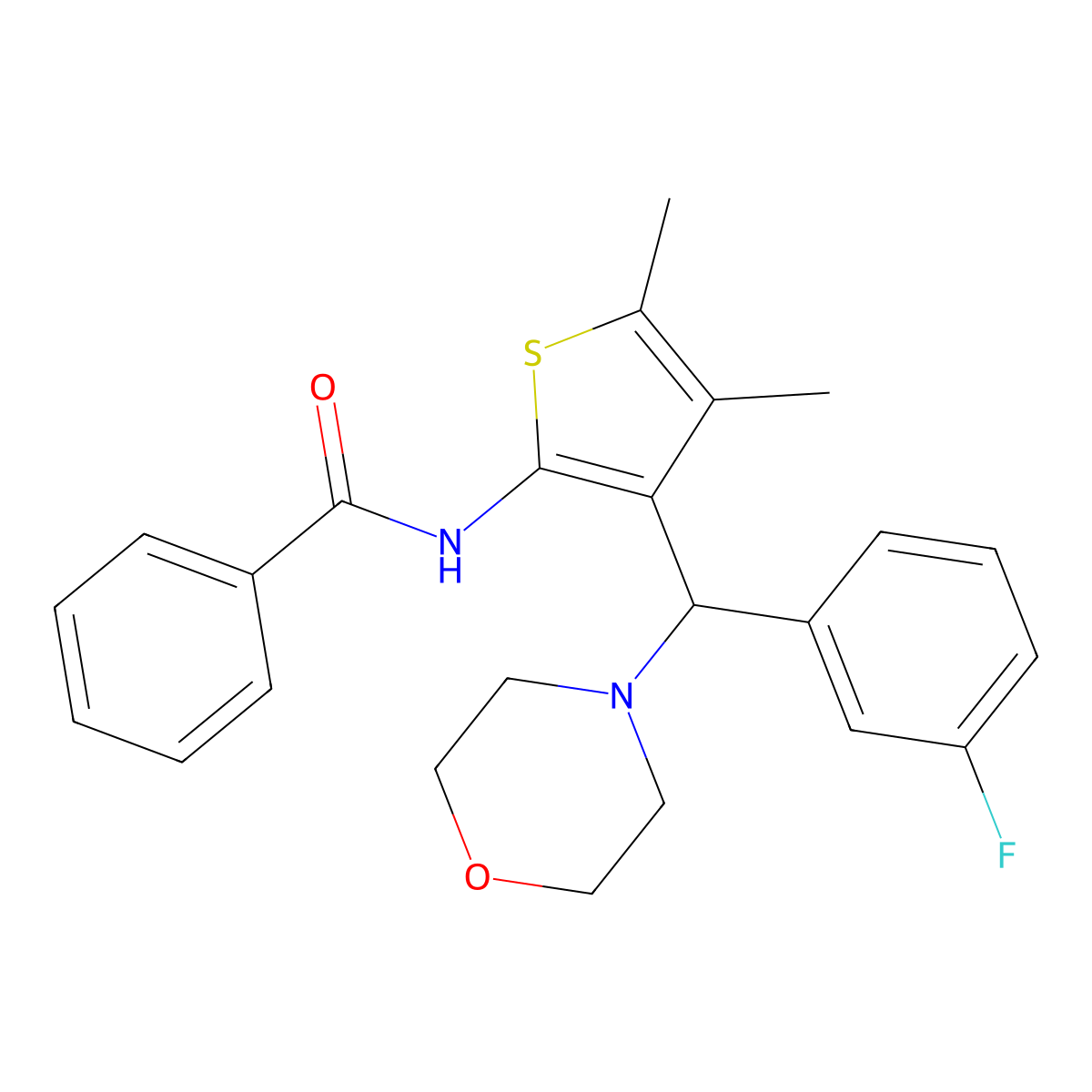 N-{3-[(3-fluorophenyl)morpholin-4-ylmethyl]-4,5-dimethyl(2-thienyl)}benzamide molecular structure, CAS 631860-01-0