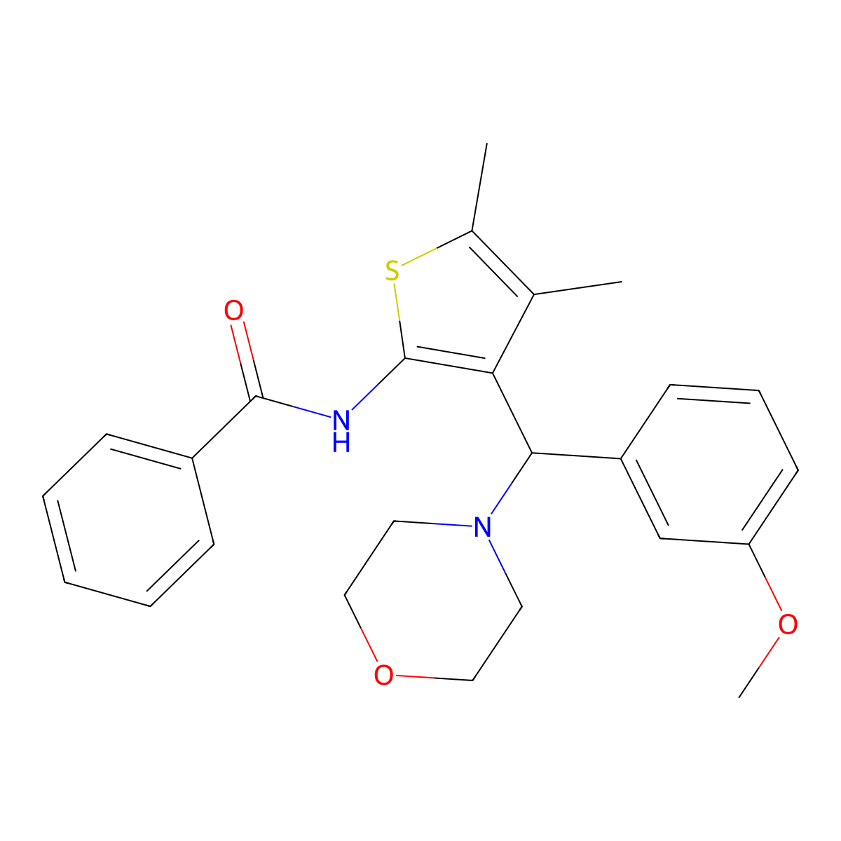 N-[3-[(3-methoxyphenyl)-morpholin-4-ylmethyl]-4,5-dimethylthiophen-2-yl]benzamide molecular structure, CAS 631860-21-4