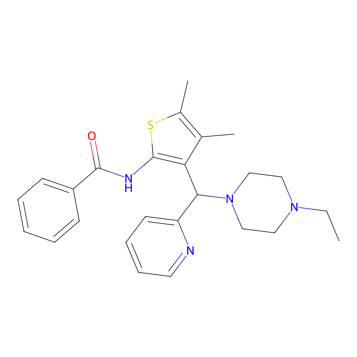 N-{3-[(4-ethyl-1-piperazinyl)(2-pyridinyl)methyl]-4,5-dimethyl-2-thienyl}benzamide molecular structure, CAS 631860-31-6