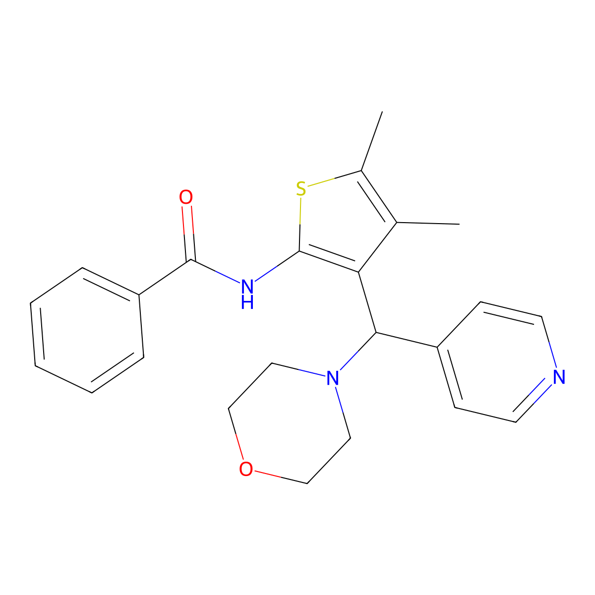 N-{4,5-dimethyl-3-[(morpholin-4-yl)(pyridin-4-yl)methyl]thiophen-2-yl}benzamide molecular structure, CAS 631860-65-6