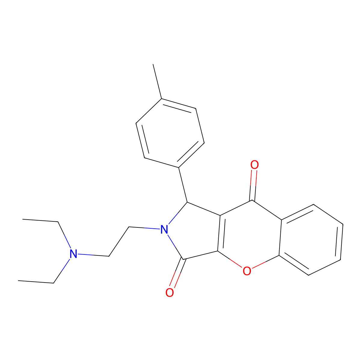 2-(2-(Diethylamino)ethyl)-1-(p-tolyl)-1,2-dihydrochromeno[2,3-c]pyrrole-3,9-dione molecular structure, CAS 631864-97-6
