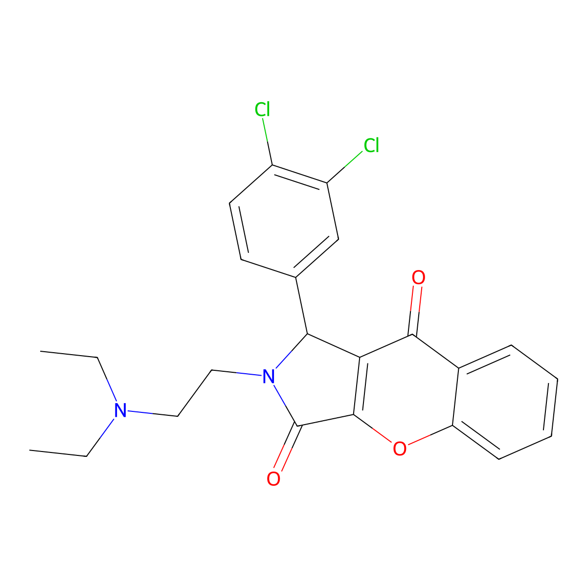 1-(3,4-Dichlorophenyl)-2-(2-(diethylamino)ethyl)-1,2-dihydrochromeno[2,3-c]pyrrole-3,9-dione molecular structure, CAS 631865-07-1