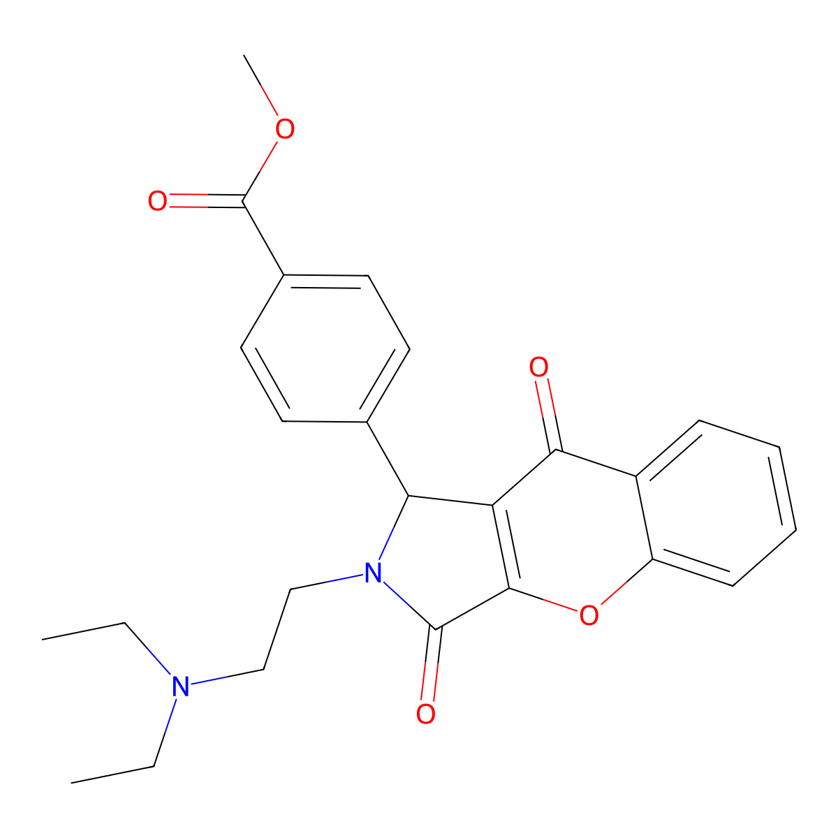 Methyl 4-(2-(2-(diethylamino)ethyl)-3,9-dioxo-1,2,3,9-tetrahydrochromeno[2,3-c]pyrrol-1-yl)benzoate molecular structure, CAS 631865-69-5