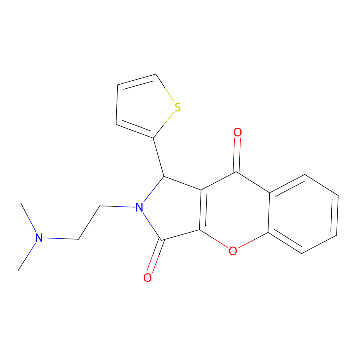 2-(2-(Dimethylamino)ethyl)-1-(thiophen-2-yl)-1,2-dihydrochromeno[2,3-c]pyrrole-3,9-dione molecular structure, CAS 631866-30-3