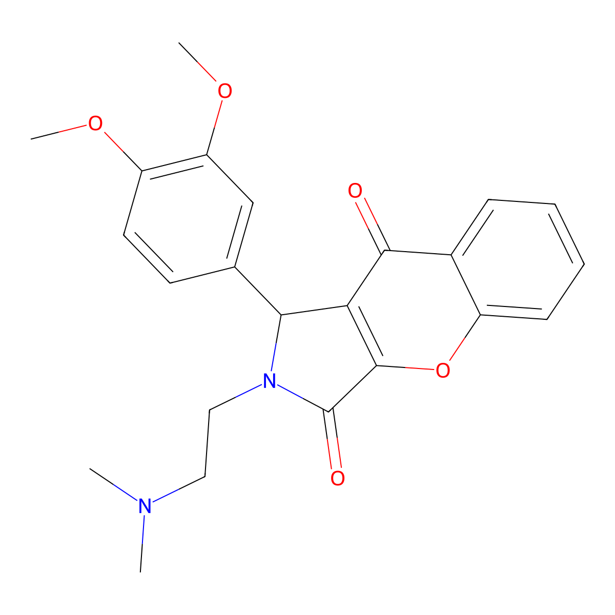 1-(3,4-Dimethoxyphenyl)-2-(2-(dimethylamino)ethyl)-1,2-dihydrochromeno[2,3-c]pyrrole-3,9-dione molecular structure, CAS 631866-41-6