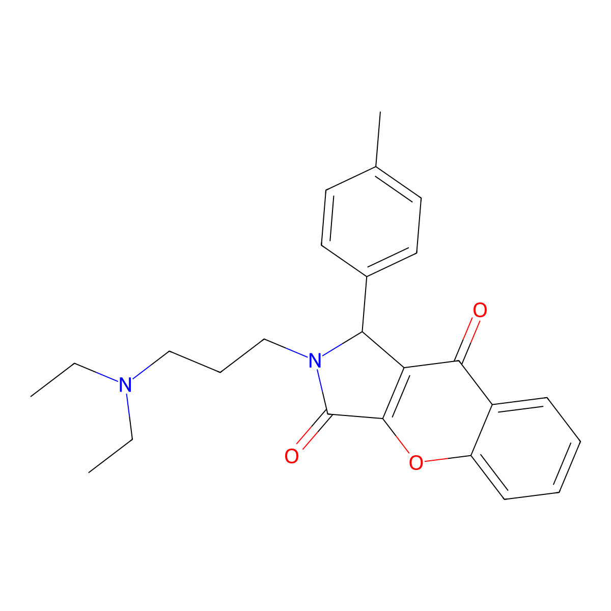 2-(3-(Diethylamino)propyl)-1-(p-tolyl)-1,2-dihydrochromeno[2,3-c]pyrrole-3,9-dione molecular structure, CAS 631866-86-9