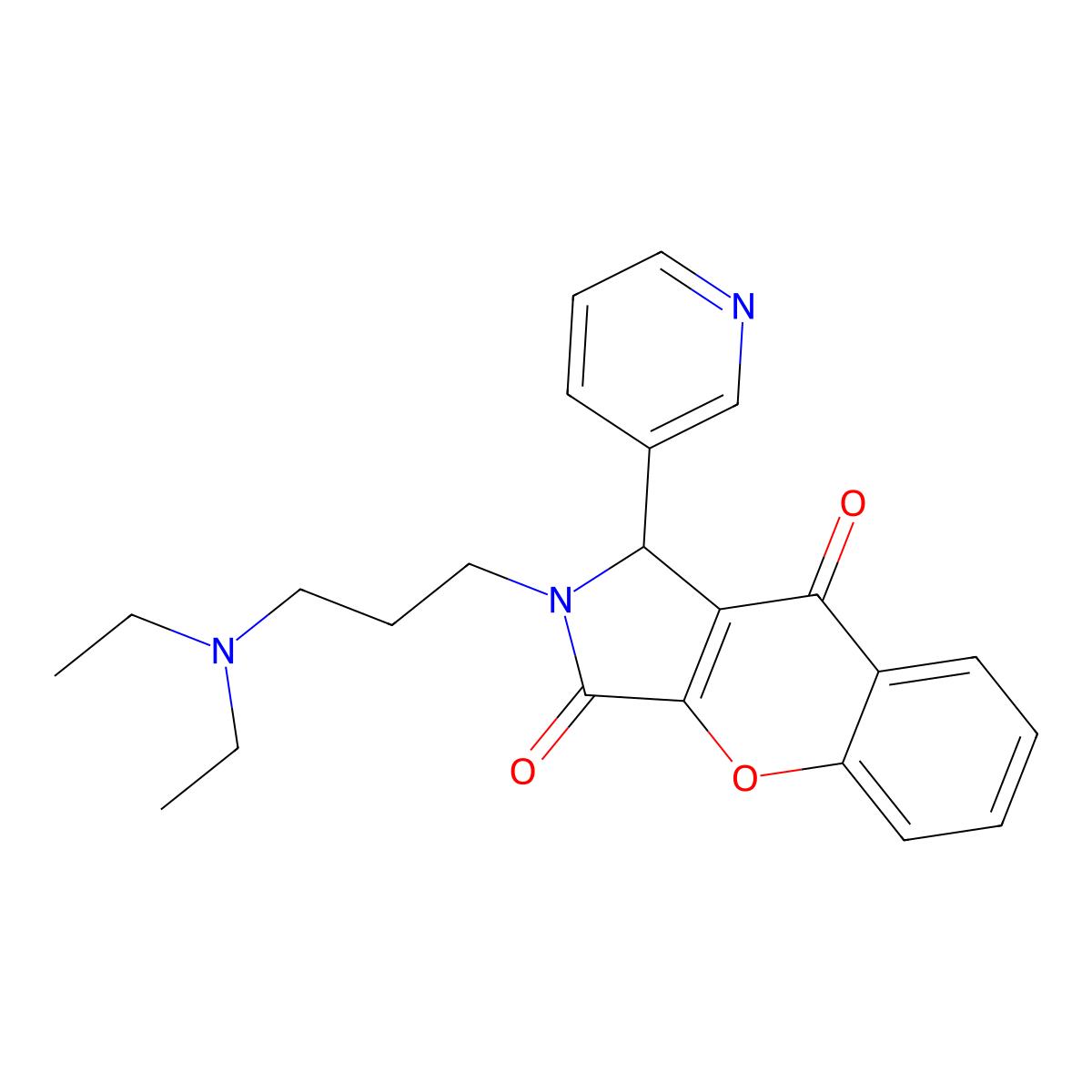 2-(3-(Diethylamino)propyl)-1-(pyridin-3-yl)-1,2-dihydrochromeno[2,3-c]pyrrole-3,9-dione molecular structure, CAS 631867-06-6