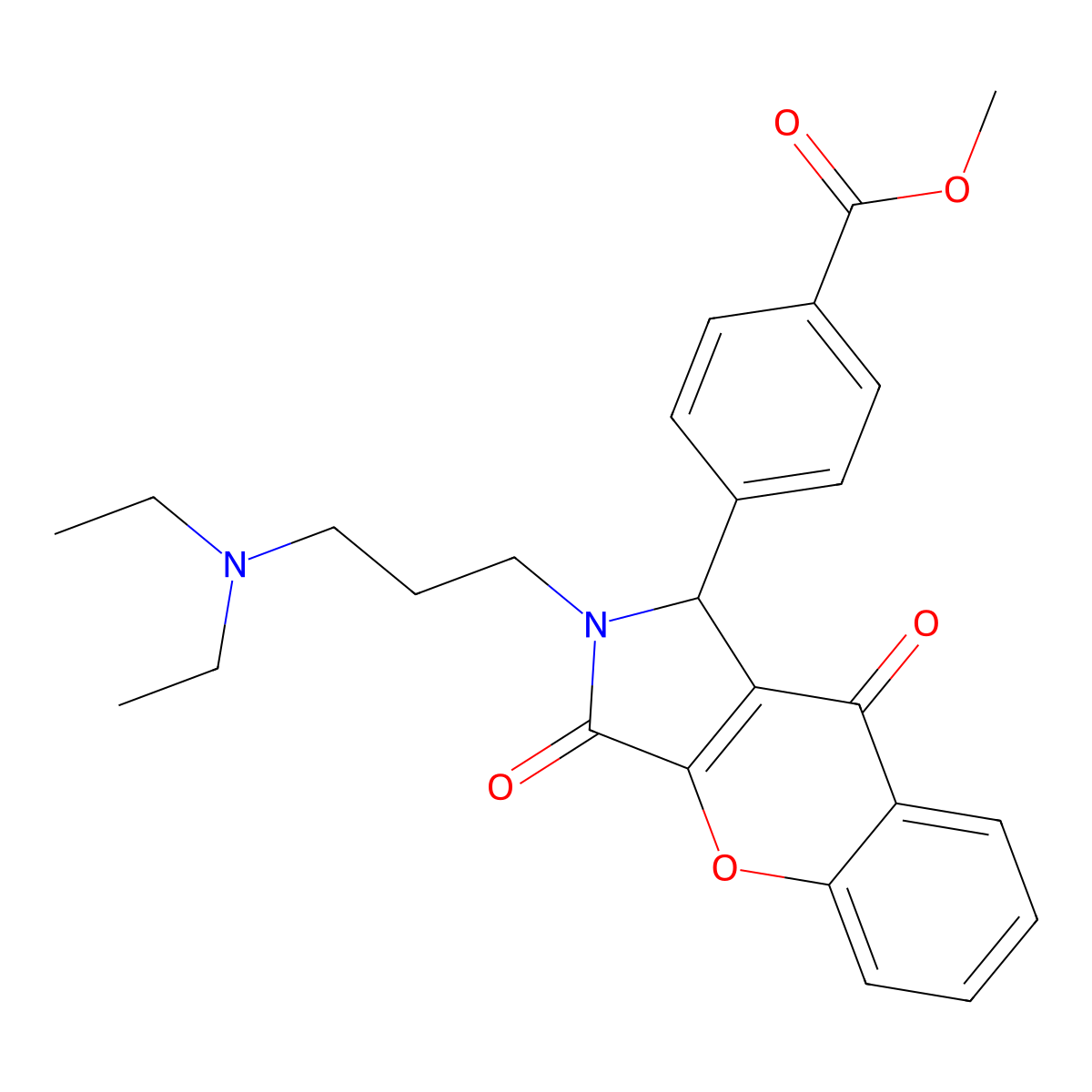 methyl 4-[2-[3-(diethylamino)propyl]-3,9-dioxo-1H-chromeno[2,3-c]pyrrol-1-yl]benzoate molecular structure, CAS 631867-22-6