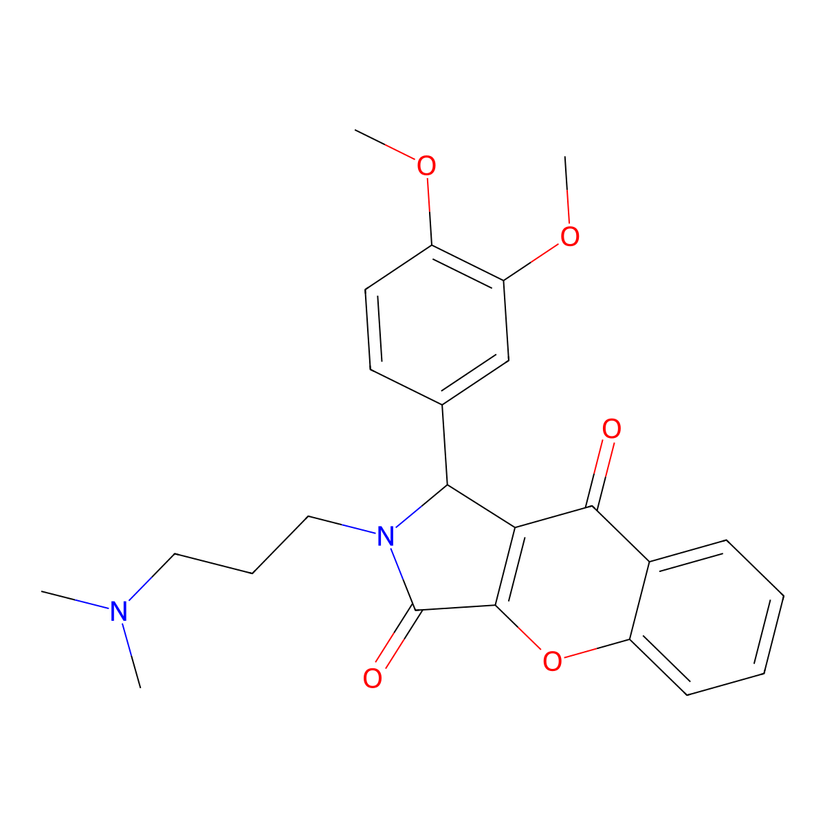 1-(3,4-Dimethoxyphenyl)-2-(3-(dimethylamino)propyl)-1,2-dihydrochromeno[2,3-c]pyrrole-3,9-dione molecular structure, CAS 631868-15-0