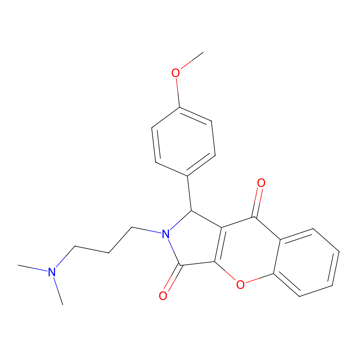 2-(3-(Dimethylamino)propyl)-1-(4-methoxyphenyl)-1,2-dihydrochromeno[2,3-c]pyrrole-3,9-dione molecular structure, CAS 631868-35-4