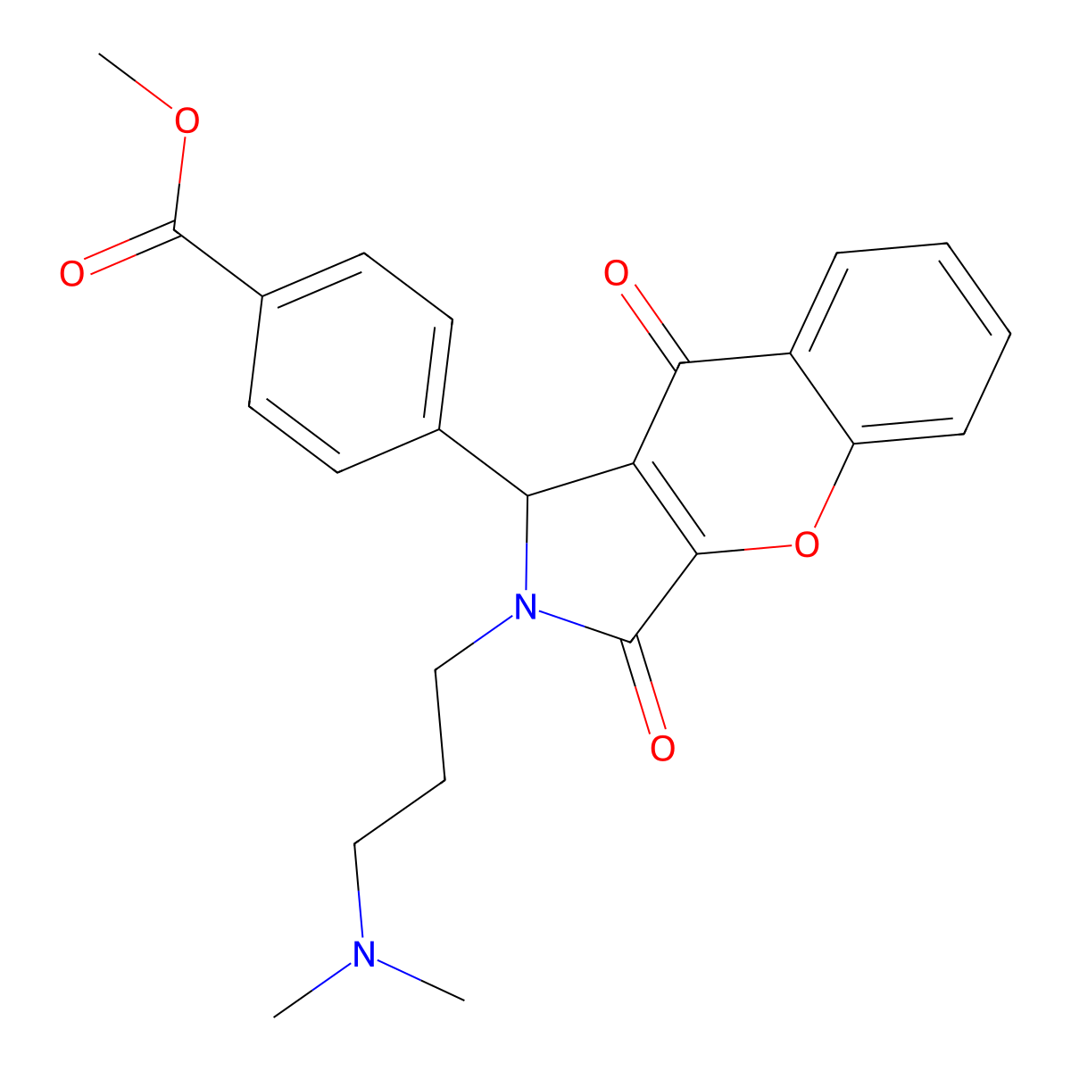 Methyl 4-(2-(3-(dimethylamino)propyl)-3,9-dioxo-1,2,3,9-tetrahydrochromeno[2,3-c]pyrrol-1-yl)benzoate molecular structure, CAS 631868-38-7