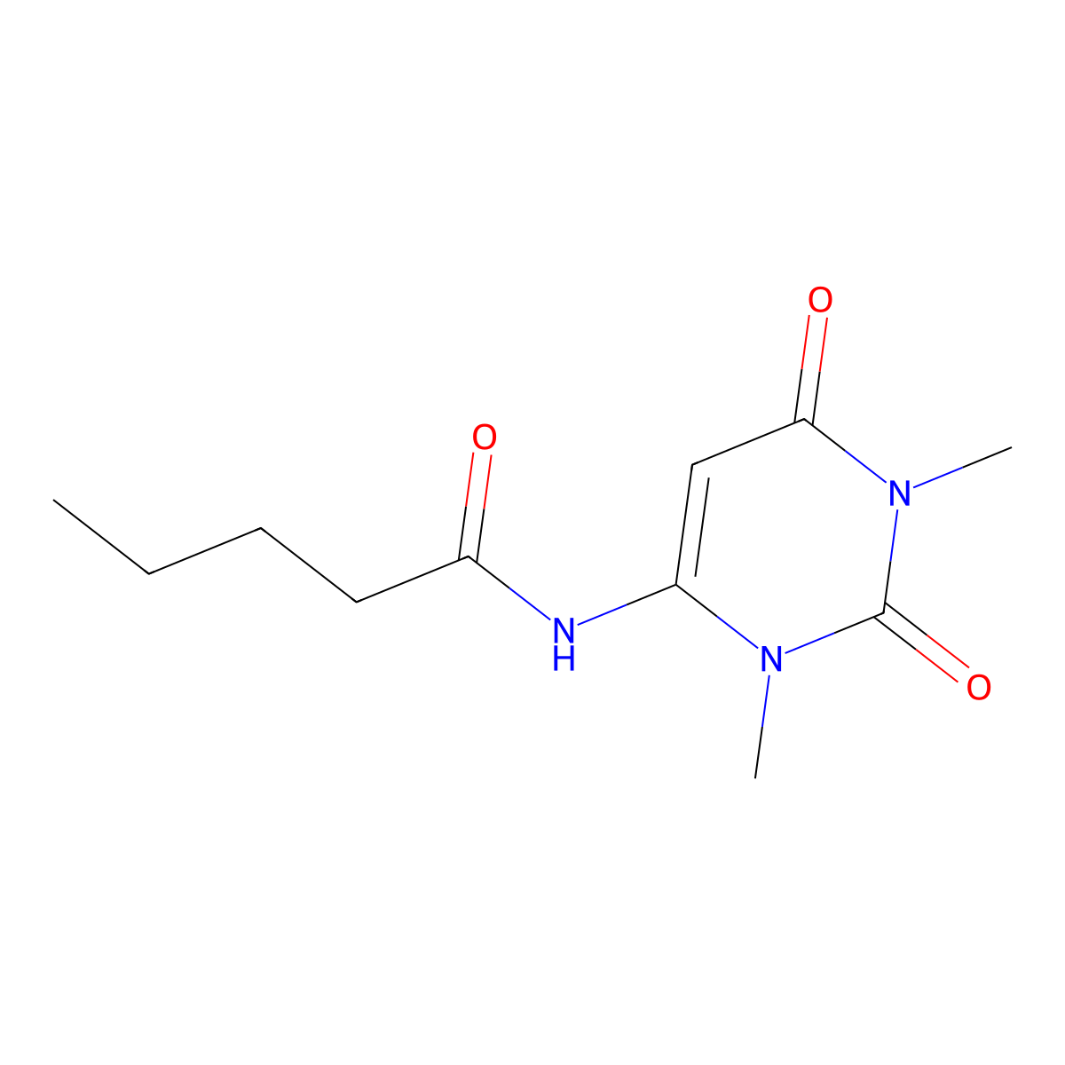 N-(1,3-dimethyl-2,6-dioxo-1,2,3,6-tetrahydropyrimidin-4-yl)pentanamide molecular structure, CAS 631868-66-1