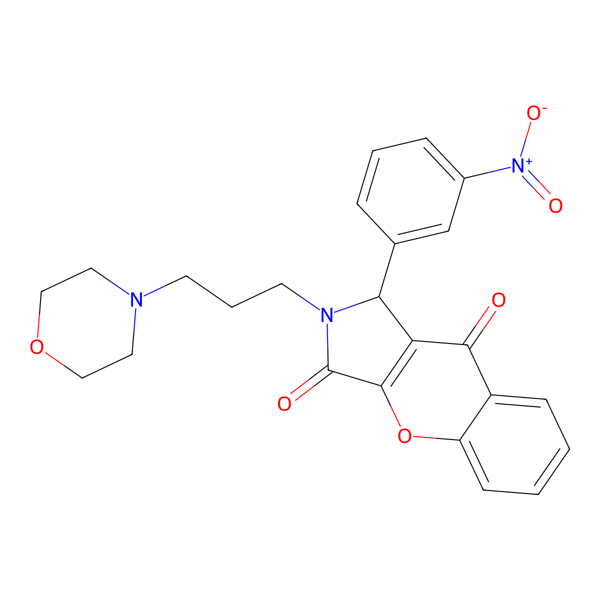 2-(3-Morpholinopropyl)-1-(3-nitrophenyl)-1,2-dihydrochromeno[2,3-c]pyrrole-3,9-dione molecular structure, CAS 631881-01-1