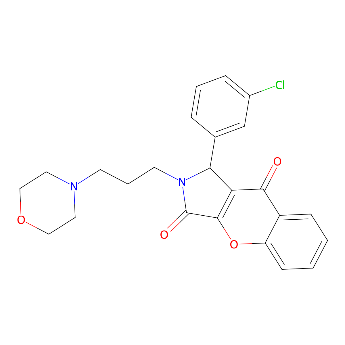 1-(3-Chlorophenyl)-2-(3-morpholinopropyl)-1,2-dihydrochromeno[2,3-c]pyrrole-3,9-dione molecular structure, CAS 631881-31-7